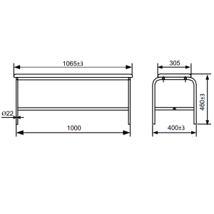 Скамья без спинки, 2-х местная, мягкая